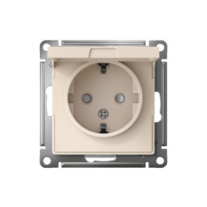 ATLASDESIGN РОЗЕТКА с заземлением со шторками с крышкой, 16А, IP20, механизм, БЕЖЕВЫЙ