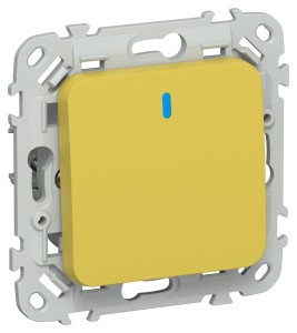 FLITE Выключатель 1-клавишный кнопочный с индикацией 10А ВС11-2-1-ФлЖК желтый карри IEK
