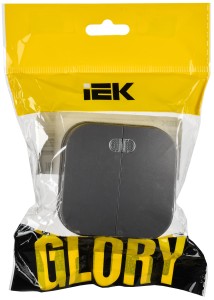 GLORY Выключатель 2-клавишный для открытой установки с индикацией 10А ВС20-2-1-ХСм сталь матовый IEK