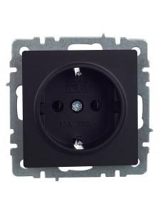 BRITE Розетка 1-местная с заземлением без защитных шторок 16А РС11-1-0-БрЧ черный IEK