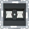 Розетка компьютерная двойная RJ45, Сat 6e UTP // Hager - Lumina (Цвет - Черный)