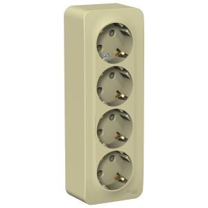 BLANCA О/У РОЗЕТКА 4-я с заземлением со шторками, ИЗОЛ.ПЛ., 16А, 250В, БЕЖЕВЫЙ