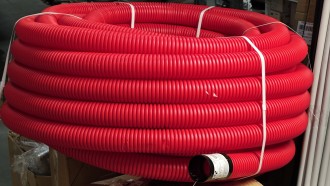 Труба гофрированная двустенная ПНД d=63мм красная (50м) IEK. Уценка.
