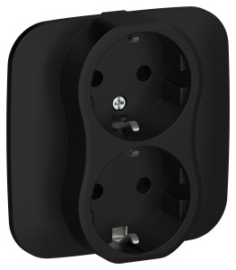 FLITE Розетка 2-местная с заземлением без защитных шторок безвинтовое крепление 16А РС12-1-А-ФлЧ черный IEK
