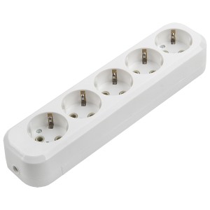 Розеточная колодка GSB-16-5-G-IP20 Easy, 16А, 5 мест, с заземлением, без выключателя, IP20.