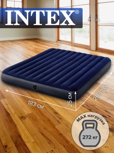 64755 Матрас надувной 183х203х25см INTEX