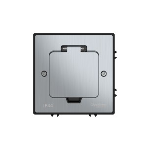 MultiDesk Лючок с розеткой 2К+З, 16А/250В, IP44 с монтажной коробкой для бетонных полов Серебро, тип