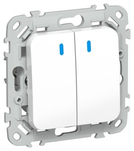 FLITE Выключатель 2-клавишный проходной с индикацией 10А ВС62-1-1-ФлБ белый IEK