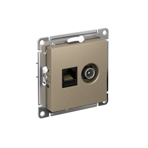 ATLASDESIGN РОЗЕТКА двойная ТВ + компьютерная RJ45 кат. 5e, механизм, ШАМПАНЬ