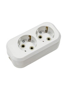 Розеточная колодка GSB-16-2-G-IP20 Easy, 16А, 2 места, с заземлением, без выключателя, IP20.