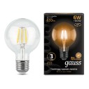 Лампа Gauss Filament G95 6W 630lm 2700К Е27 LED