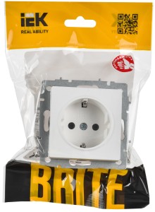 BRITE Розетка 1-местная с заземлением без защитных шторок 16А РС11-1-0-БрАБ арктический белый IEK