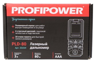 Дальномер лазерный E0269 PROFIPOWER 80 метров PLD-80
