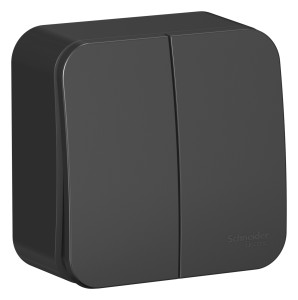 BLANCA О/У 2-клавишный ВЫКЛЮЧАТЕЛЬ (сх.5) ИЗОЛ.ПЛ., 10А, 250В, АНТРАЦИТ