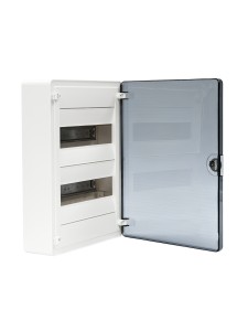 Щит открытой установки 24 места, винтовые клеммы, (377х282х99), IP-40 // Hager - Golf (Прозрачная матовая дверь)