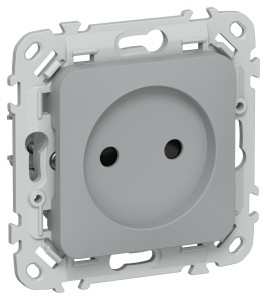 FLITE Розетка без заземления с защитными шторками безвинтовое крепление 10А РСш01-1-ФлС серый IEK