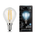 Лампа Gauss Filament Шар 11W 830lm 4100К Е14 LED 1/10/50