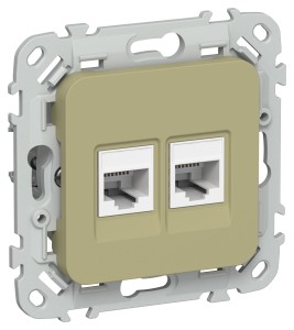 FLITE Розетка 2-местная компьютерная RJ45 категория 5Е UTP РК5е-2-0-ФлО оливковый IEK