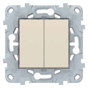 NU521144 UNICA NEW выключатель 2-клавишный, сх. 5, 10 AX, 250 В, бежевый