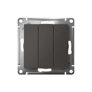 ATLASDESIGN 3-клавишный ВЫКЛЮЧАТЕЛЬ, сх.1+1+1, 10АХ, механизм, БАЗАЛЬТ