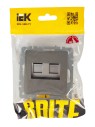 BRITE Розетка двойная RJ11+RJ45 кат.5E РК/Т12-БрС сталь IEK