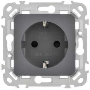 FLITE Розетка с заземлением с защитными шторками безвинтовое крепление 16А РСш11-1-ФлМА мокрый асфальт IEK