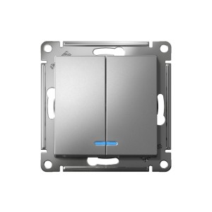 ATLASDESIGN 2-клавишный ВЫКЛЮЧАТЕЛЬ с подсветкой, сх.5а, 10АХ, механизм, СТАЛЬ