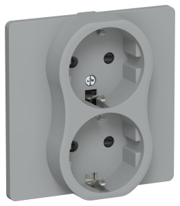 FLITE Розетка 2-местная с заземлением с защитными шторками безвинтовое крепление 16А РСш12-1-К-ФлС серый IEK
