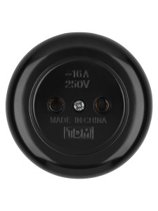 Розетка 2П 16А 250B о/у черная "Ретро" (карболит) TDM