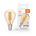 3,8 Вт Лампа Gauss Basic Filament Шар 3,8W 350lm 2400К Е14 golden LED