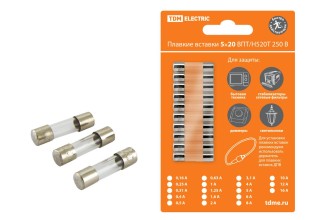 Плавкая вставка ВПТ6-1 0,16А 250В TDM упак (10 шт.)