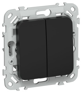 FLITE Выключатель 2-клавишный кнопочный 10А ВС12-2-0-ФлЧ черный IEK