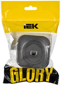 GLORY Розетка для открытой установки компьютерная RJ45 кат.5E РК10-ХСм сталь матовый IEK