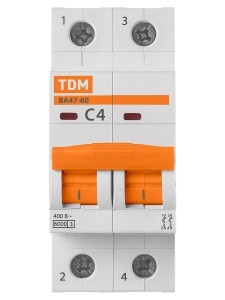 Авт. выкл. ВА47-60 2Р  4А 6кА х-ка С TDM