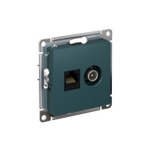 ATLASDESIGN РОЗЕТКА двойная ТВ + компьютерная RJ45 кат. 5e, механизм, ИЗУМРУД
