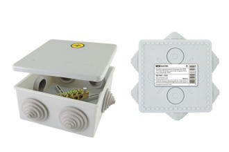 Коробка уравнивания потенциалов (КУП) ОП 100х100х50 мм, шина 6х9, 8 групп, IP55, инд. штрихкод, TDM.