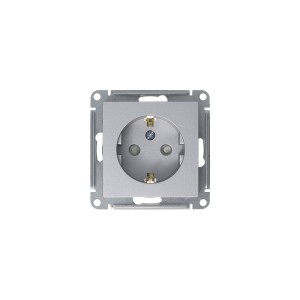 ATLASDESIGN РОЗЕТКА с заземлением со шторками, 16А, механизм, АЛЮМИНИЙ