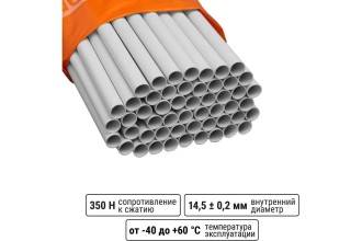 Труба гладкая жесткая ПВХ d 16 (104 м) длина 2 м индивид. штрихкод, серая TDM