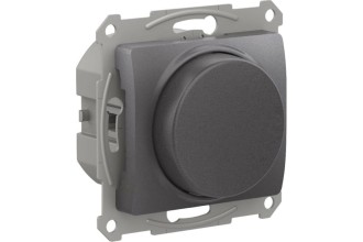 GLOSSA СВЕТОРЕГУЛЯТОР (диммер) поворотно-нажимной, LED, RC, 400Вт, механизм, ГРАФИТ