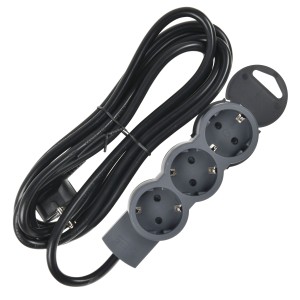 STANDARD Удлинитель У03 3 места 2P+PE 3м 3х1,5мм2 16А черный IEK