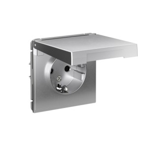 ARTGALLERY РОЗЕТКА с заземл. со шторк. с крышкой, 16А, IP20, механизм, АЛЮМИНИЙ
