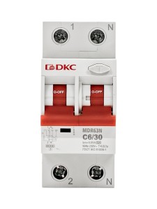 Дифавтомат YON max типа MDR, 1P+N, 30mA, 6A, хар-ка C, 6kA, тип А DKC