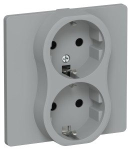FLITE Розетка 2-местная с заземлением без защитных шторок безвинтовое крепление 16А РС12-1-К-ФлС серый IEK