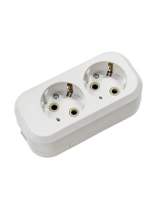 Розеточная колодка GSB-16-2-G-IP20 Easy, 16А, 2 места, с заземлением, без выключателя, IP20.