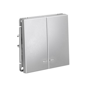 ARTGALLERY 2-клавишный ВЫКЛЮЧАТЕЛЬ с подсветкой, сх.5а, 10АХ, механизм, АЛЮМИНИЙ