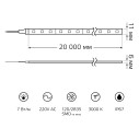 Лента Gauss LED 2835/120-SMD 7W 220V 600lm/m 3000K (10х6мм) IP67 (20м)