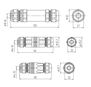 Коннектор кабельный FFC-21/3P-IP68 (Fortisflex)