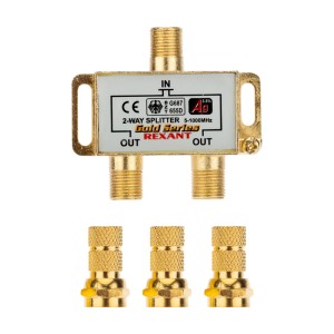Делитель ТВx2 под F-разъем, 5-1000МГц, Silver (3 F-разъема в комплекте) REXANT