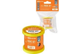 Припой ПОС 61, трубка с канифолью, ГОСТ 21931-76, Ø2 мм, 100 г, катушка, инд. упак., "Алмаз" TDM