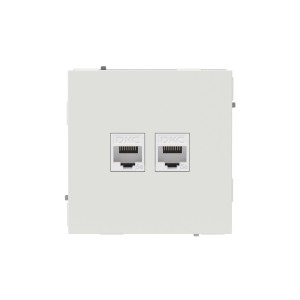 Компьютерная розетка RJ-45 без шторки, кат.5е двойная, KANT, белый песок DKC